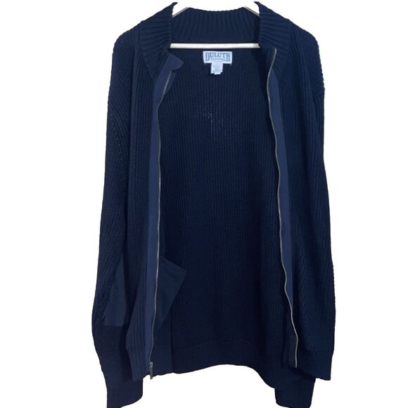 Duluth Trading Co. Men's XL Woolblend FullZip Black Chunky Knit Sweater Grandpa - Picture 3 of 9